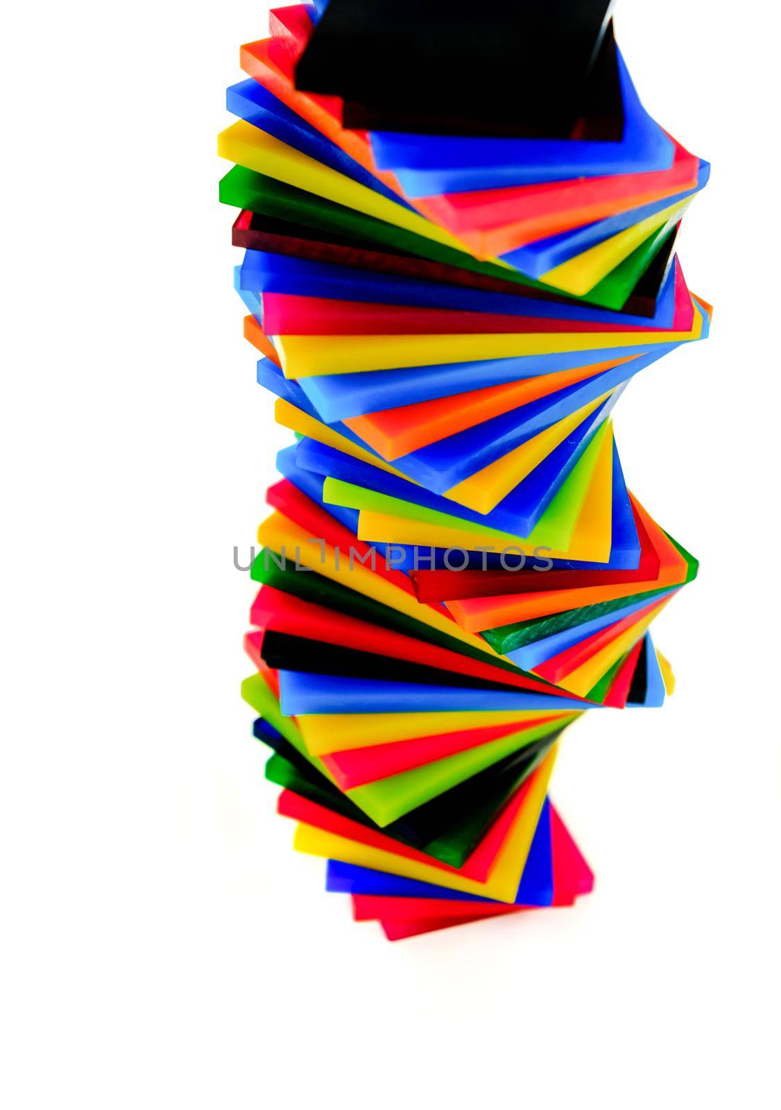 Stack of Coloured Cast Acrylic Sheet on white background