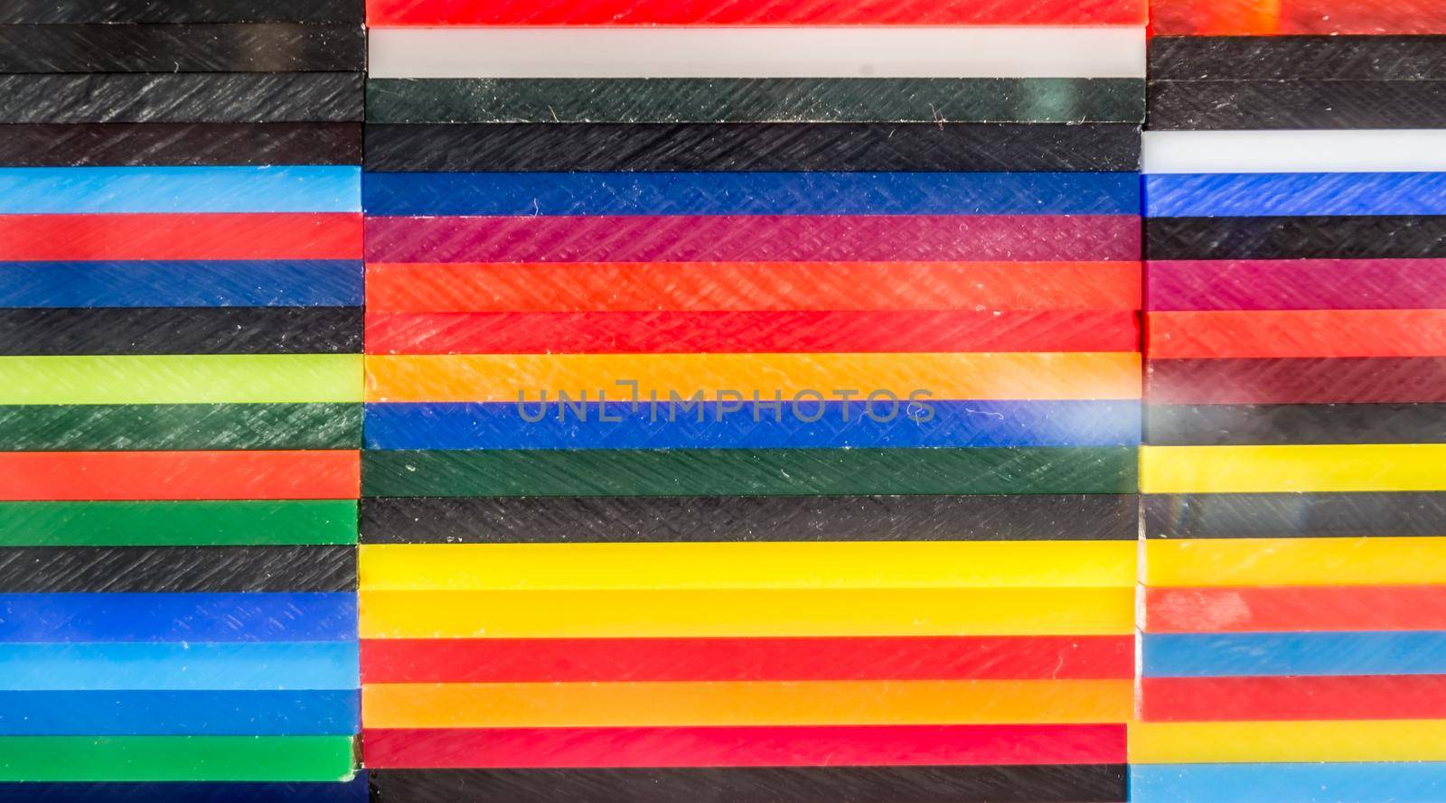 Stack of Coloured Cast Acrylic Sheet, close view