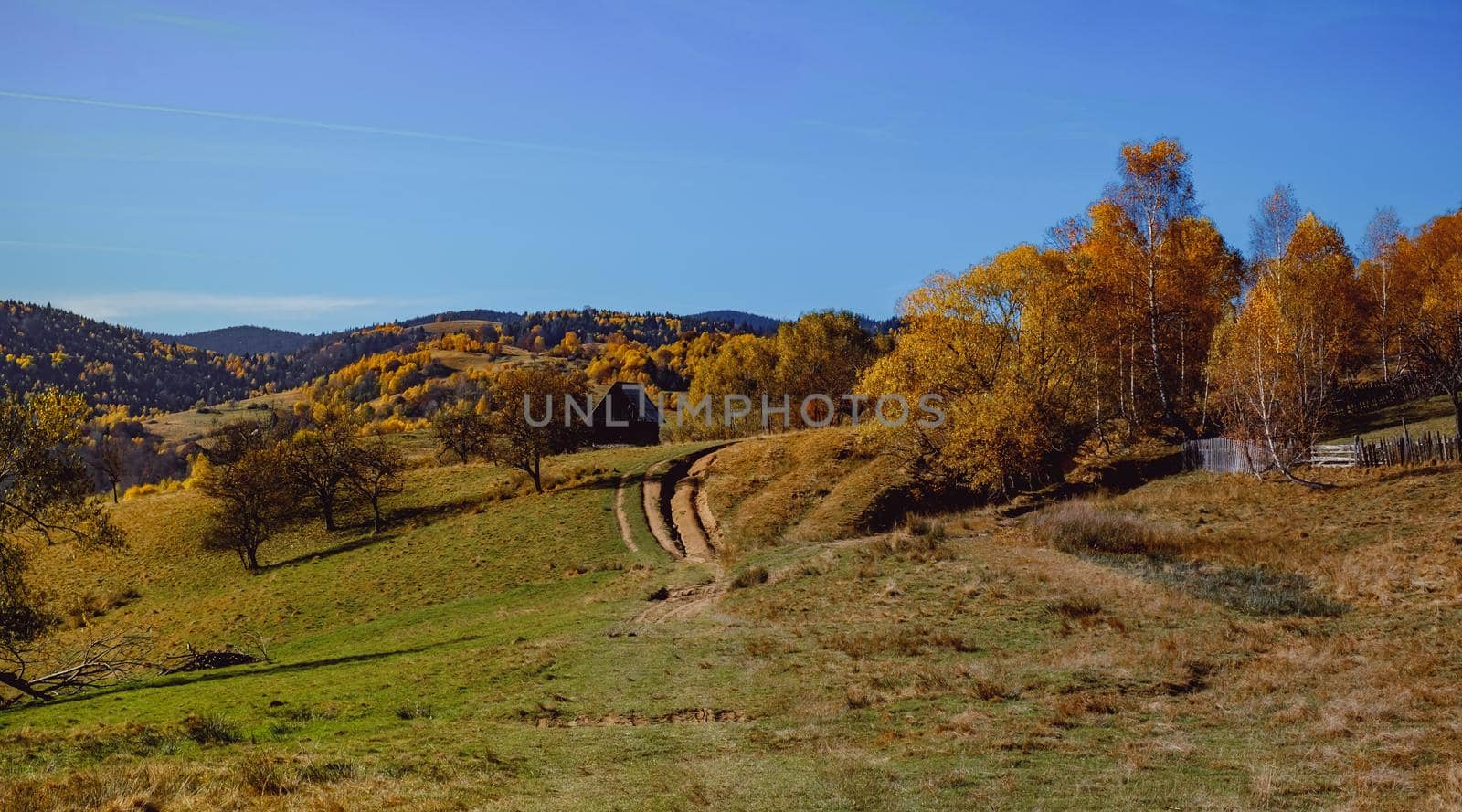 beautiful autumn landscapes in the Romanian mountains, Fantanele village area, Sibiu county, Cindrel mountains, Romania