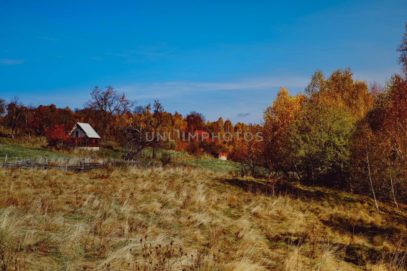 beautiful autumn landscapes in the Romanian mountains, Fantanele village area, Sibiu county, Cindrel mountains, Romania