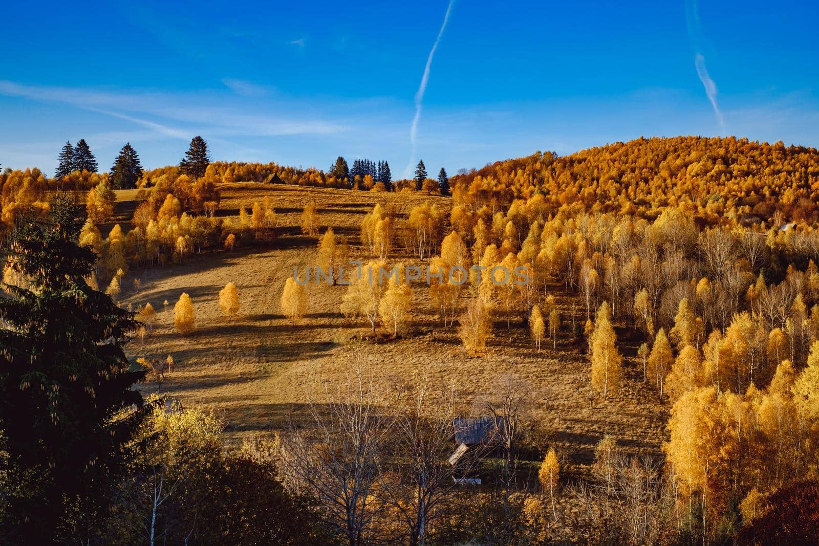 beautiful autumn landscapes in the Romanian mountains, Fantanele village area, Sibiu county, Cindrel mountains, Romania
