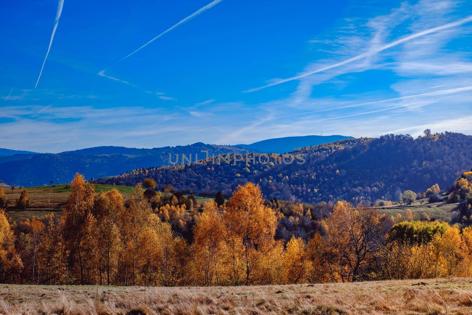 beautiful autumn landscapes in the Romanian mountains, Fantanele village area, Sibiu county, Cindrel mountains, Romania
