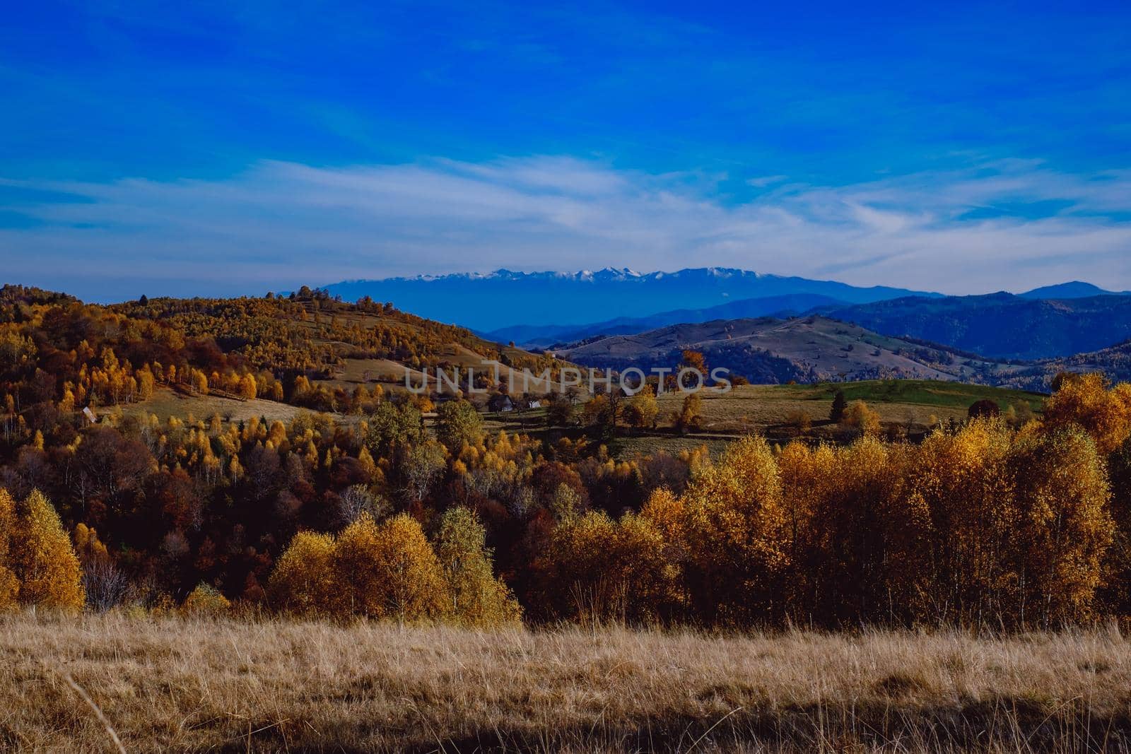 beautiful autumn landscapes in the Romanian mountains, Fantanele village area, Sibiu county, Cindrel mountains, Romania