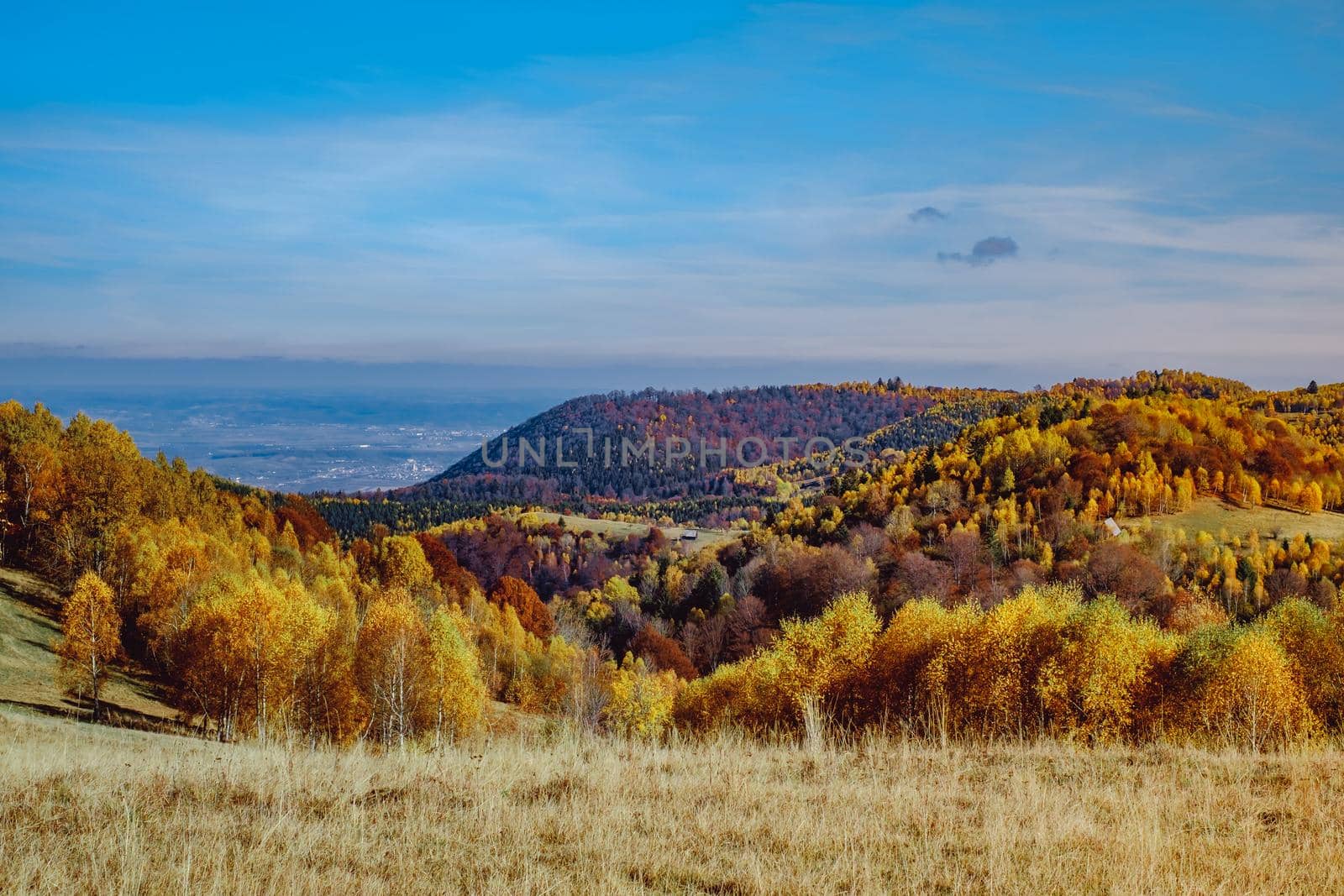 beautiful autumn landscapes in the Romanian mountains, Fantanele village area, Sibiu county, Cindrel mountains, Romania