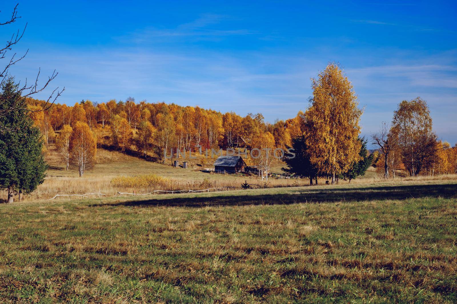 beautiful autumn landscapes in the Romanian mountains, Fantanele village area, Sibiu county, Cindrel mountains, Romania