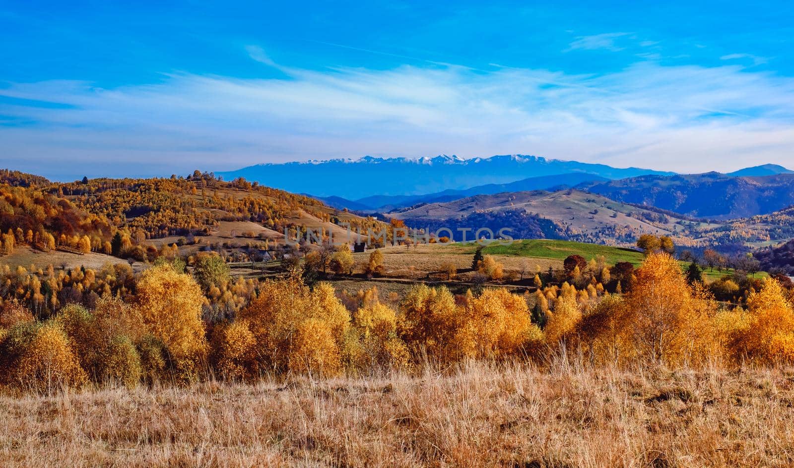 beautiful autumn landscapes in the Romanian mountains, Fantanele village area, Sibiu county, Cindrel mountains, Romania