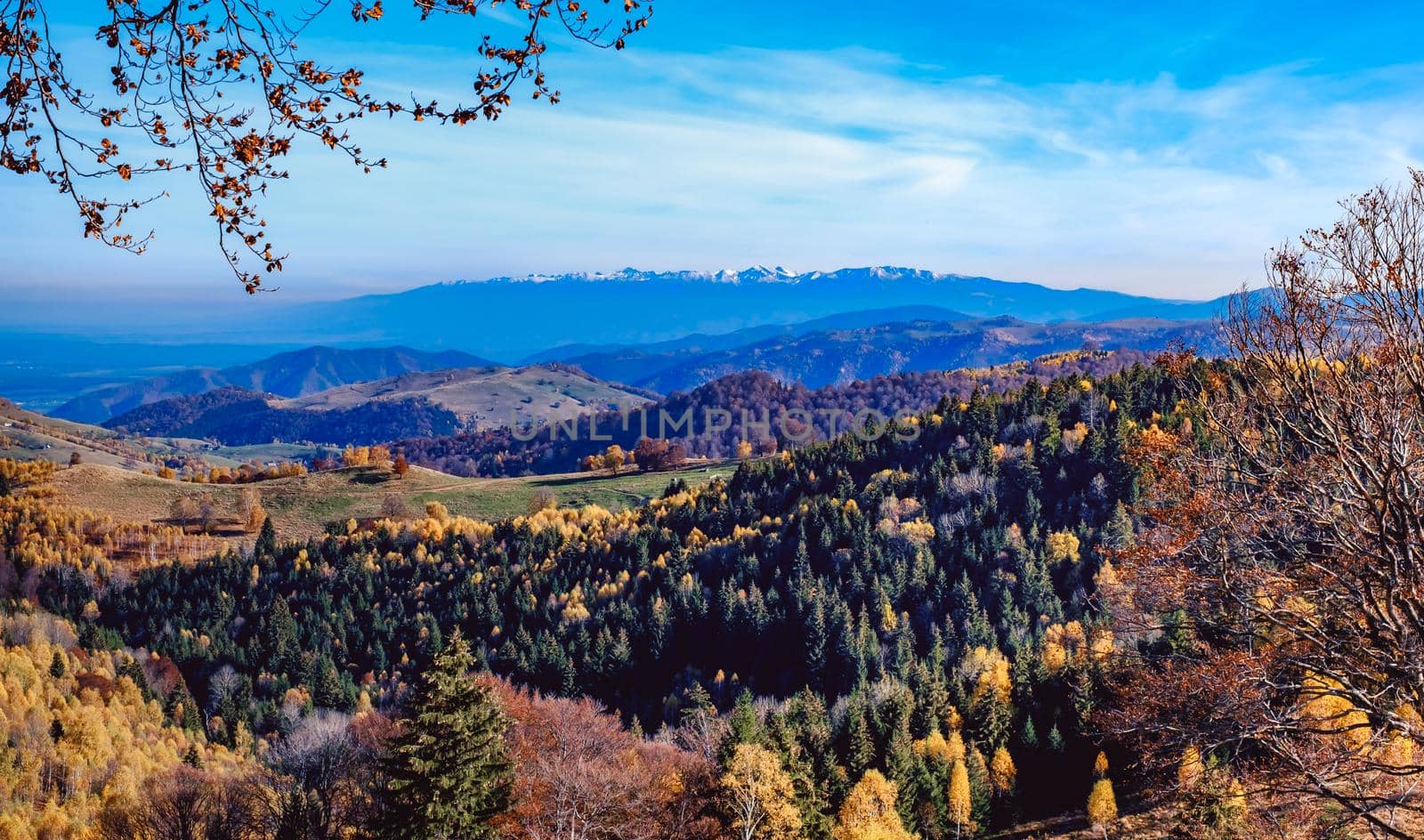 beautiful autumn landscapes in the Romanian mountains, Fantanele village area, Sibiu county, Cindrel mountains, Romania