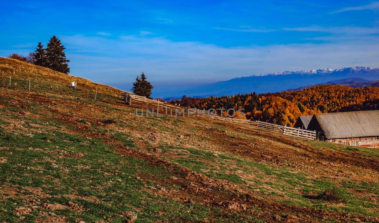 beautiful autumn landscapes in the Romanian mountains, Fantanele village area, Sibiu county, Cindrel mountains, Romania
