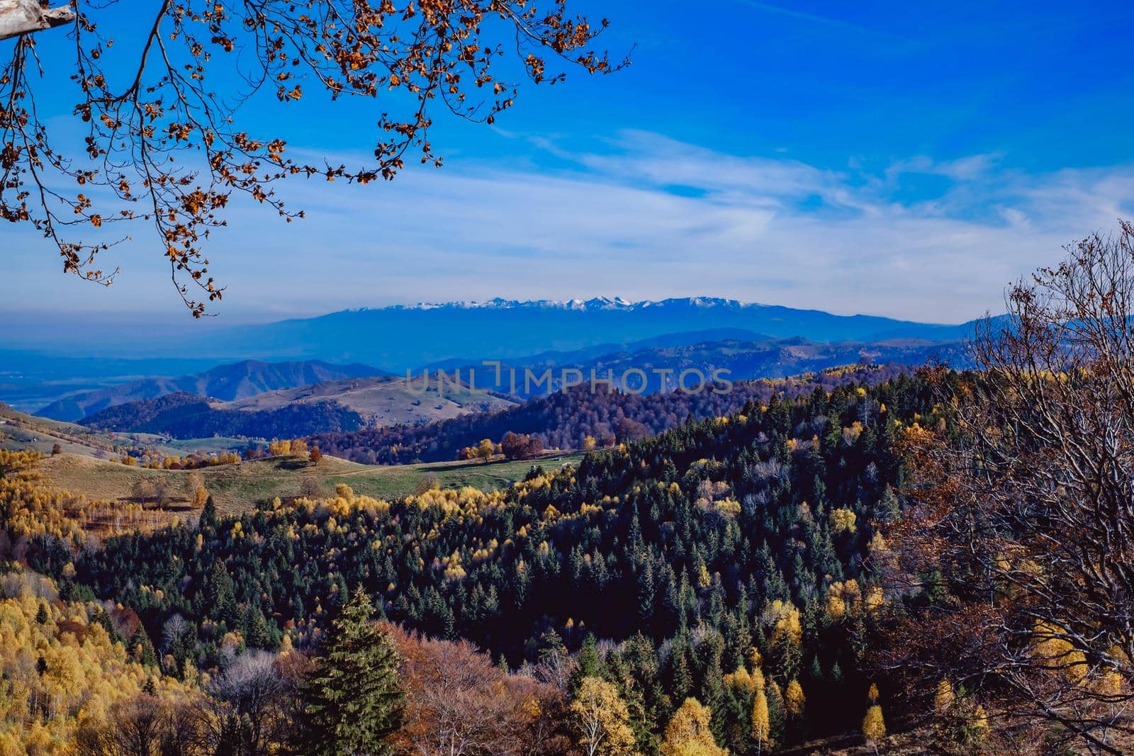beautiful autumn landscapes in the Romanian mountains, Fantanele village area, Sibiu county, Cindrel mountains, Romania