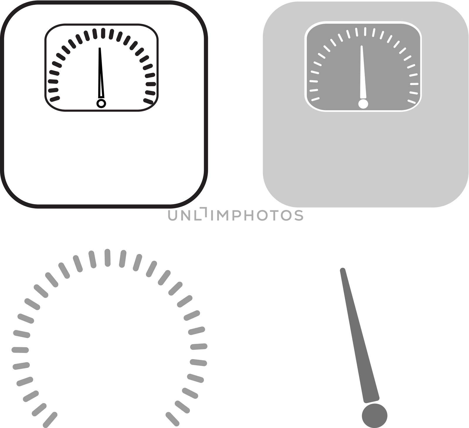 Weights icon. A set of several elements of arrows and scales for design.