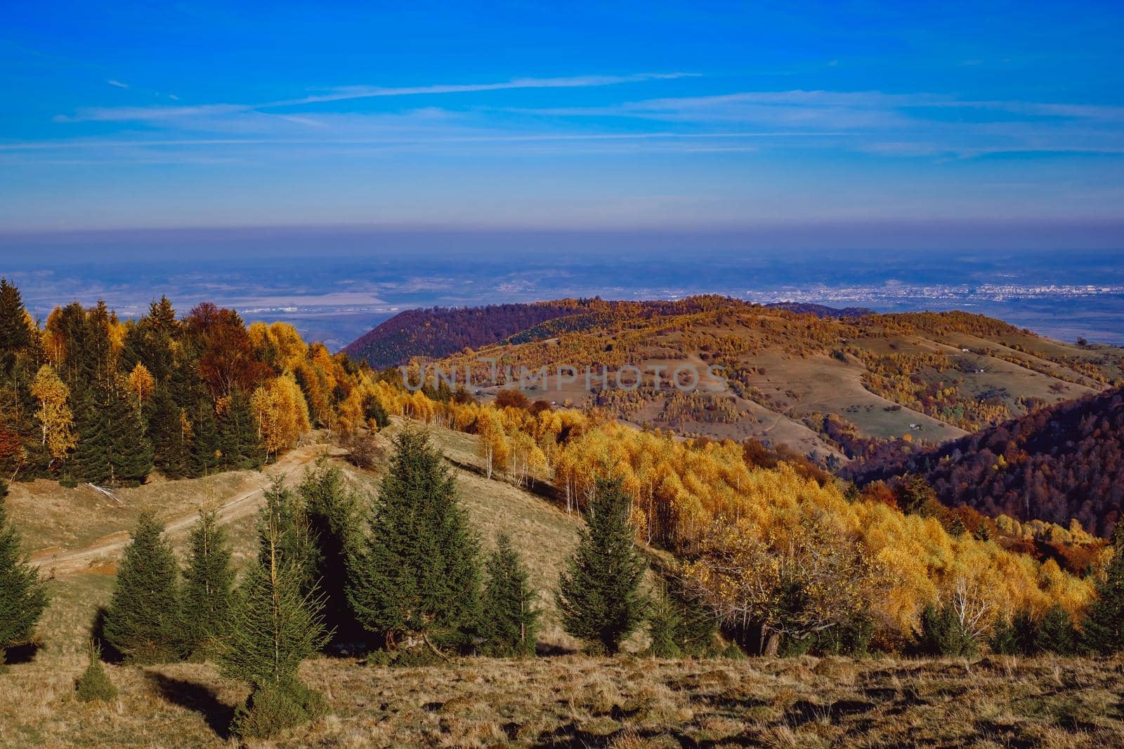 beautiful autumn landscapes in the Romanian mountains, Fantanele village area, Sibiu county, Cindrel mountains, Romania