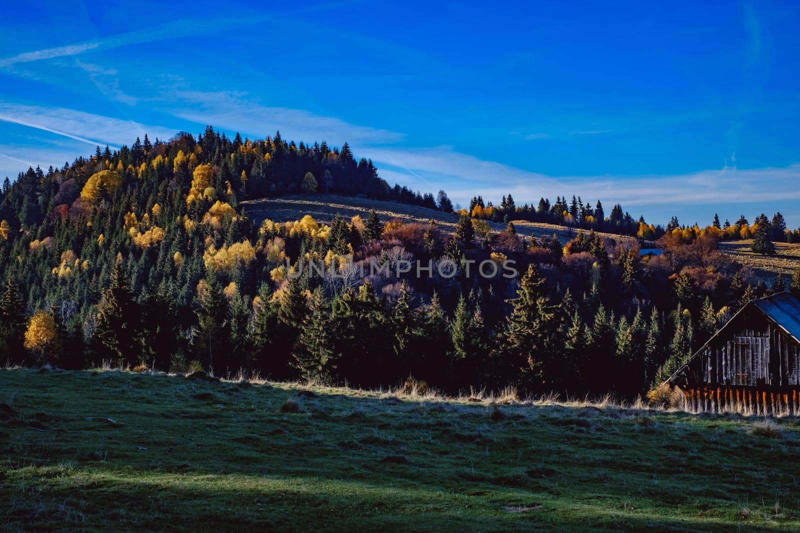 beautiful autumn landscapes in the Romanian mountains, Fantanele village area, Sibiu county, Cindrel mountains, Romania