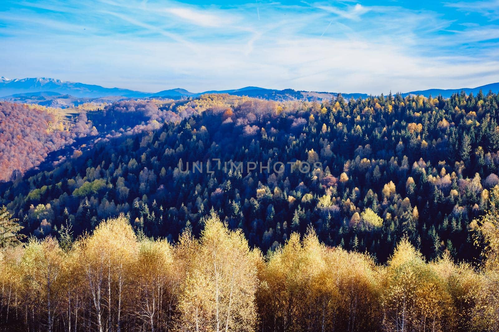 beautiful autumn landscapes in the Romanian mountains, Fantanele village area, Sibiu county, Cindrel mountains, Romania