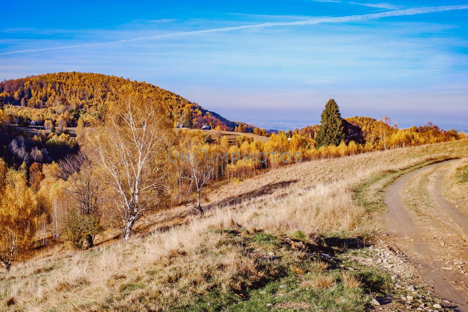 beautiful autumn landscapes in the Romanian mountains, Fantanele village area, Sibiu county, Cindrel mountains, Romania