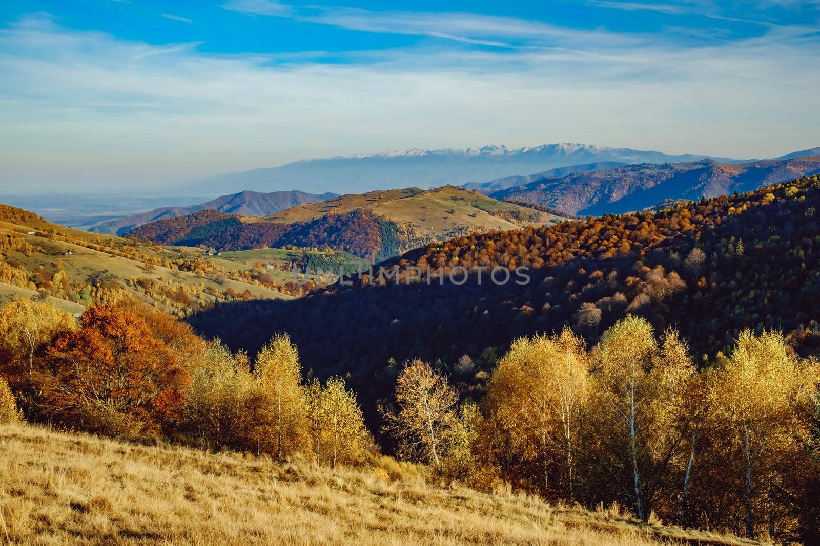 beautiful autumn landscapes in the Romanian mountains, Fantanele village area, Sibiu county, Cindrel mountains, Romania