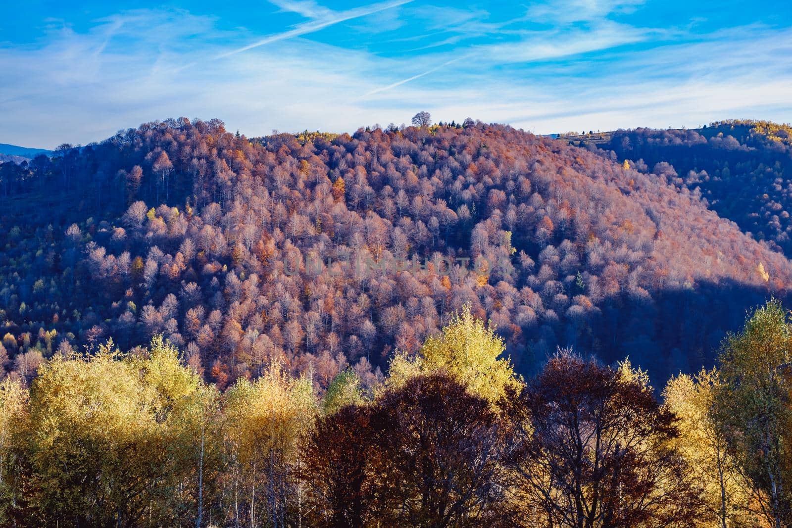 beautiful autumn landscapes in the Romanian mountains, Fantanele village area, Sibiu county, Cindrel mountains, Romania