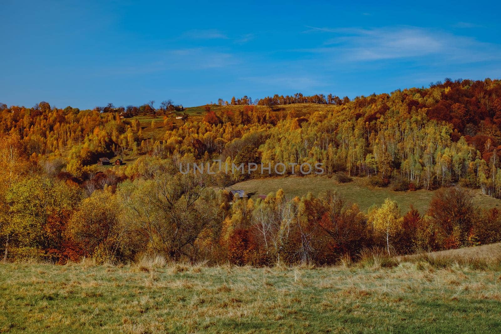 beautiful autumn landscapes in the Romanian mountains, Fantanele village area, Sibiu county, Cindrel mountains, Romania