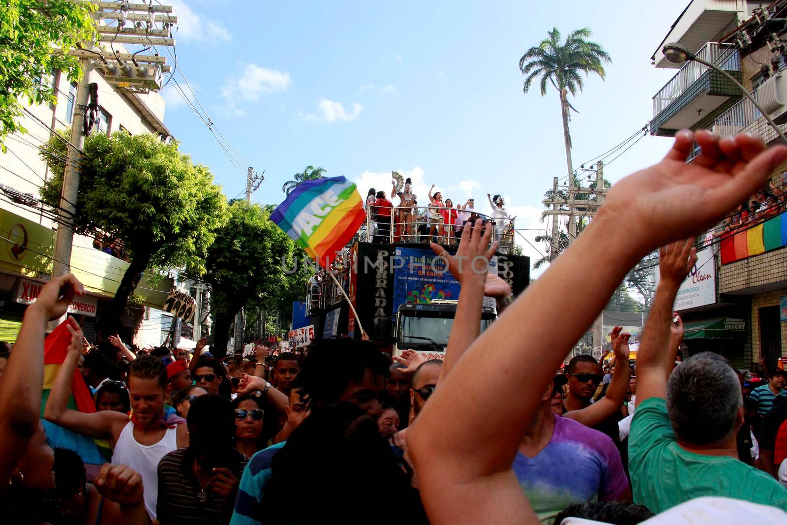 salvador, bahia / brazil - september 8, 2013: supporters of the gay movement are seen during a gay parade in the Campo Grande neighborhood in the city of Salvador.