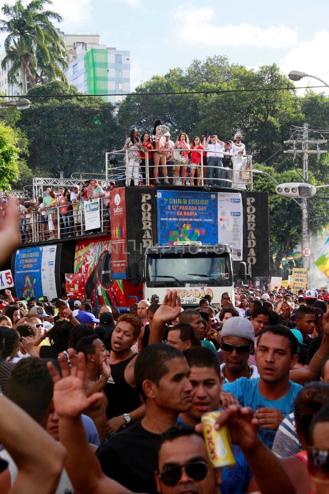 salvador, bahia / brazil - september 8, 2013: supporters of the gay movement are seen during a gay parade in the Campo Grande neighborhood in the city of Salvador.