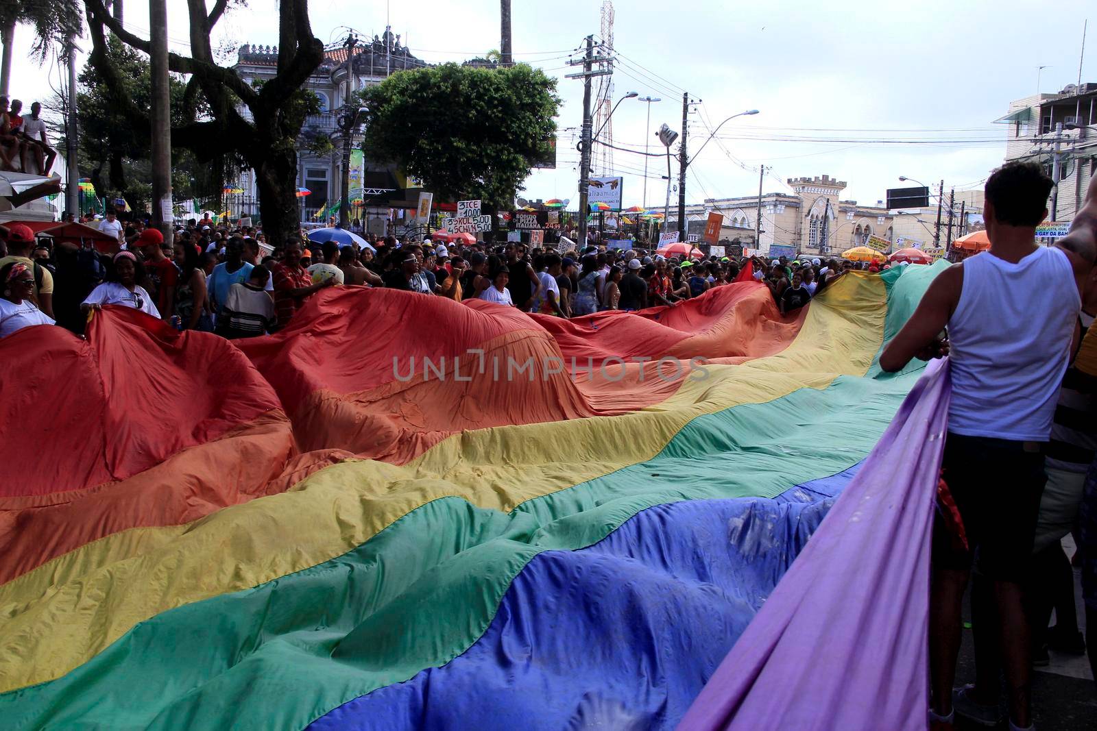 salvador, bahia / brazil - september 8, 2013: supporters of the gay movement are seen during a gay parade in the Campo Grande neighborhood in the city of Salvador.