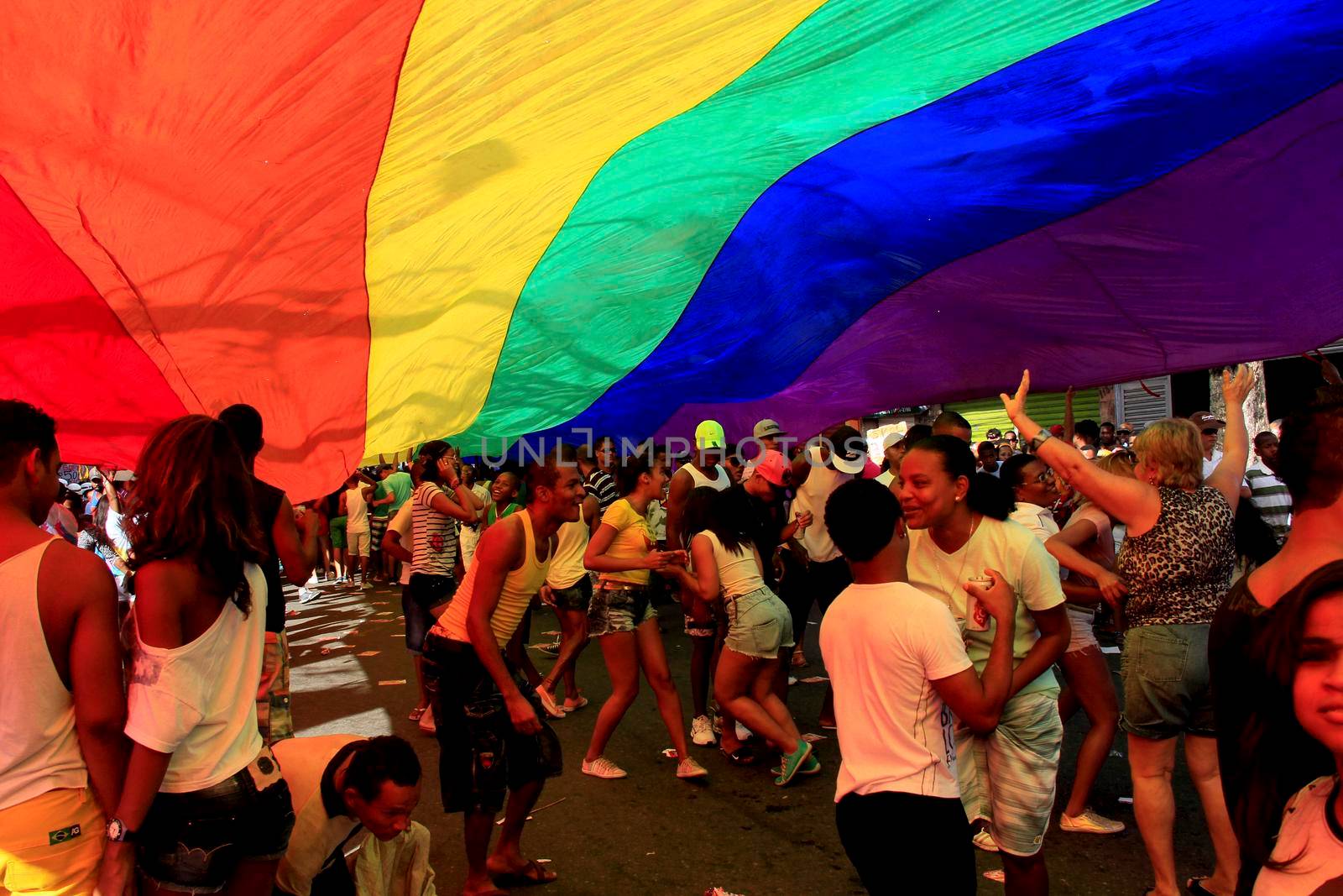 salvador, bahia / brazil - september 8, 2013: supporters of the gay movement are seen during a gay parade in the Campo Grande neighborhood in the city of Salvador.