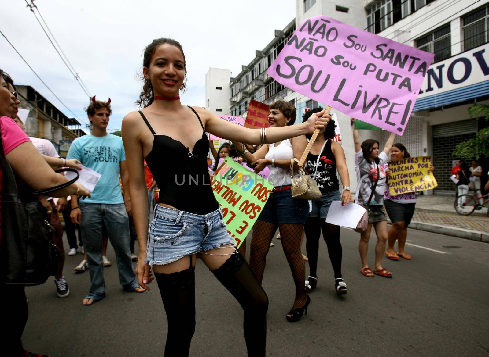 itabuna bahia / brazil - october 8, 2011: women participate in the March of Sluts in the city of Itabuna. The group asks for respect and attention from women.