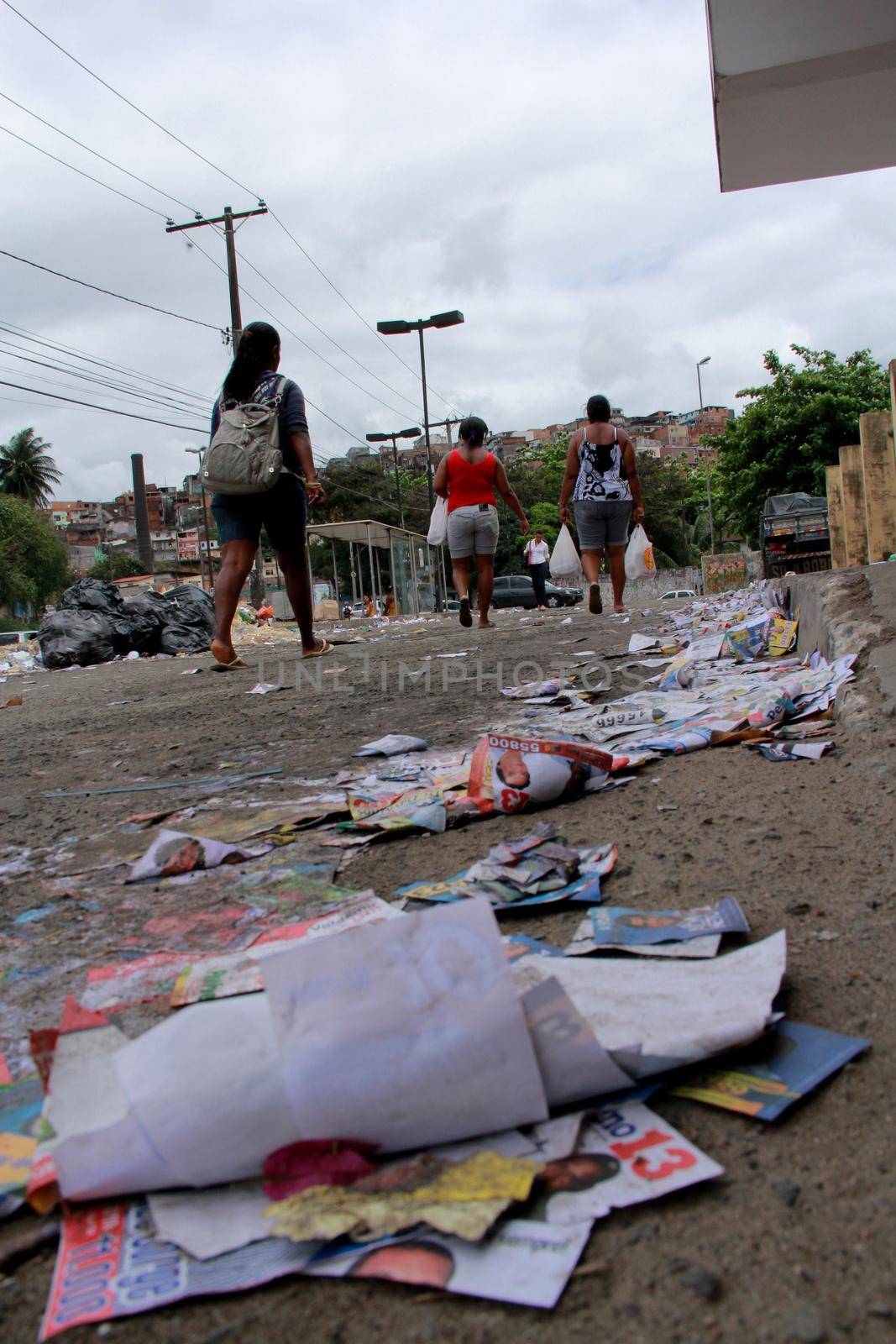 salvador, bahia / brazil - october 8, 2012: election propaganda pamphlet paper is seen during elections in the city of Salvador.