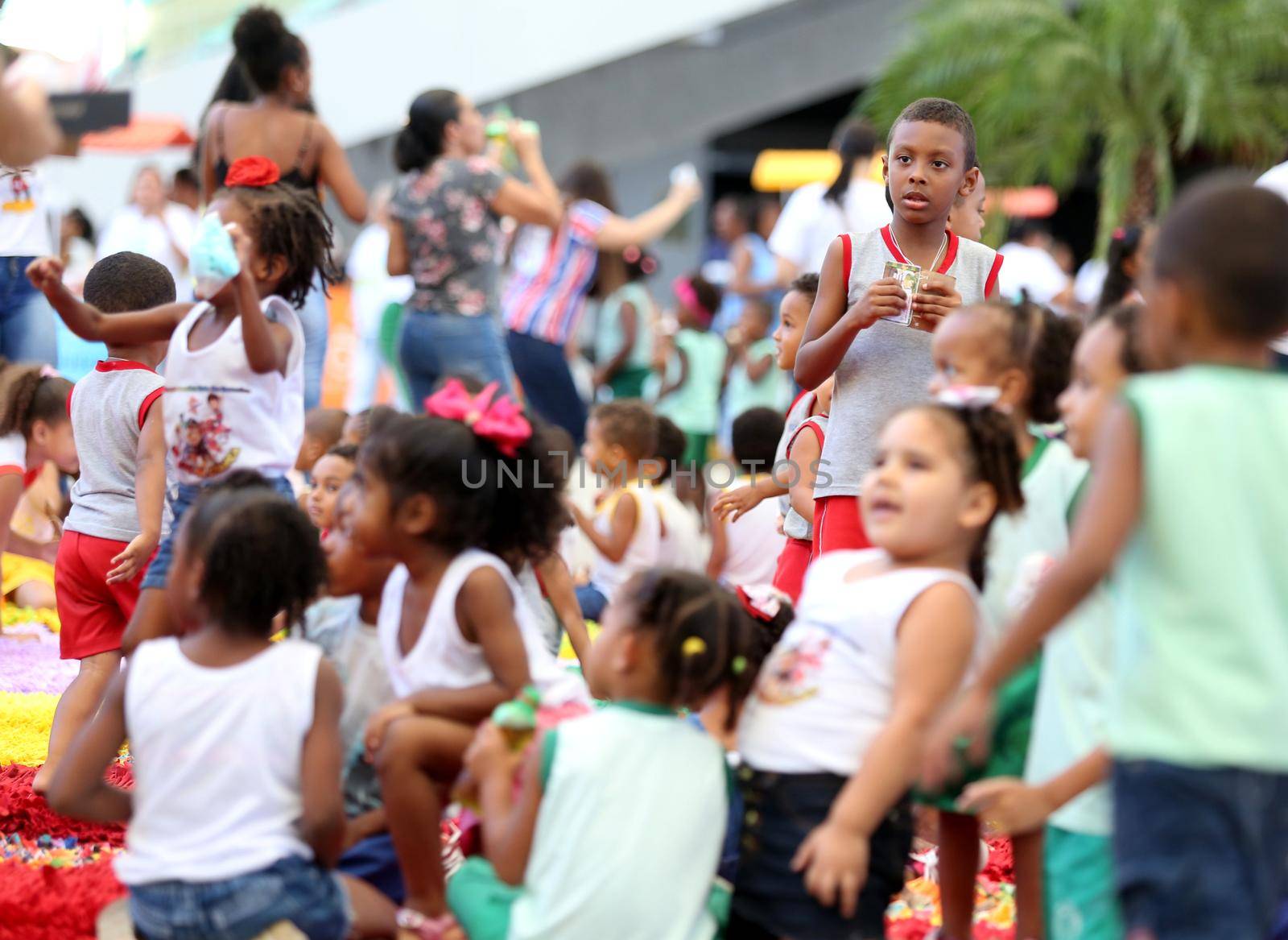 salvador, bahia / brazil - october 8, 2018: Children from Bahia day care centers are seen during an event at the Fonte Nova Arena in the city of Salvador.