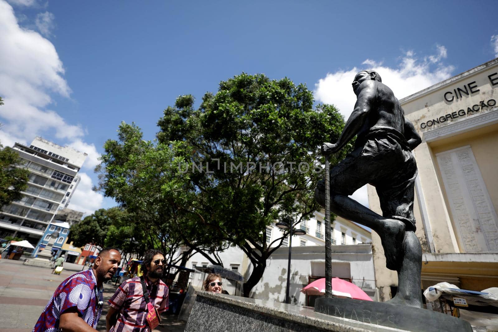 salvador, bahia / brazil - cctober 8, 2019: Sculpture of Zumbi dos Palmares seen in the Praça da Se. 