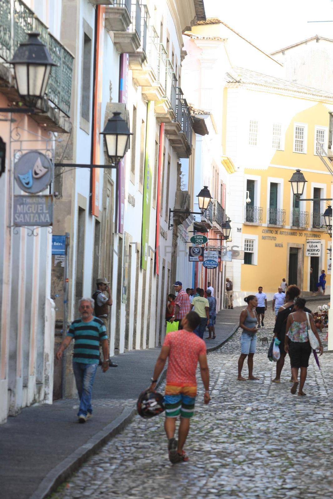 salvador, bahia / brazil - april 10, 2017: View of old mansions in Pelourinho, Historic Center of Salvador.