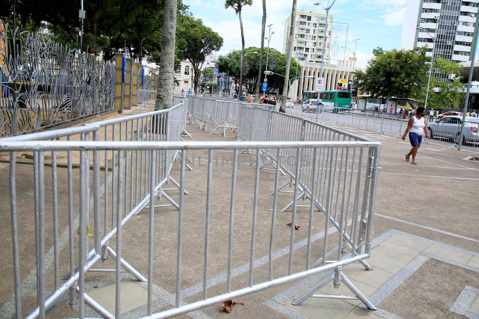 salvador, bahia, brazil - december 14, 2020: protection and isolation grid is seen in the Campo Grande neighborhood in the city of Salvador.
