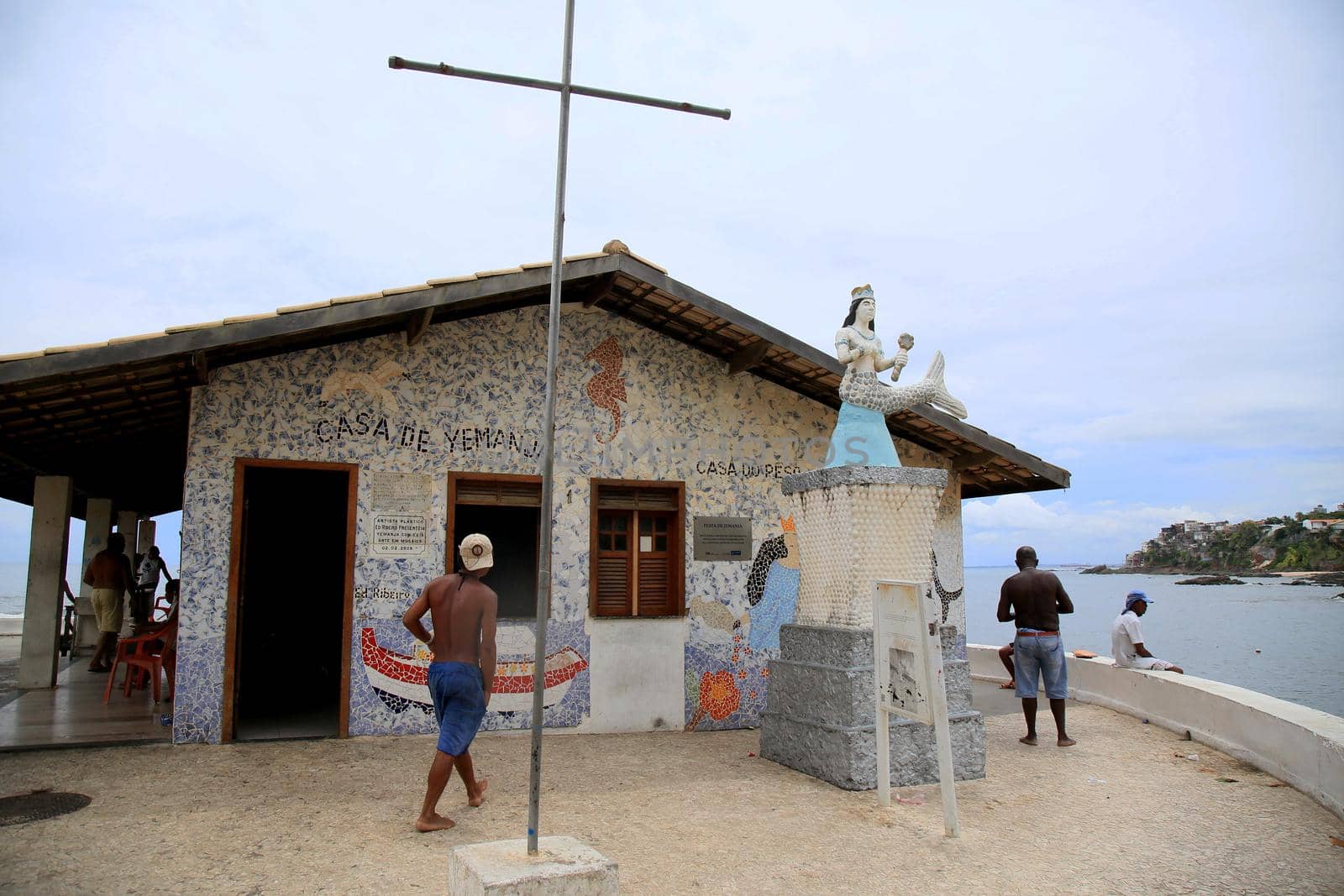 salvador, bahia, brazil - january 15, 2021: image of the orisha Yemanja, a Candomble entity representing the queen of salt water, seen next to the fishing colony in the neighborhood of Rio Vermelho, in the city of Salvador.