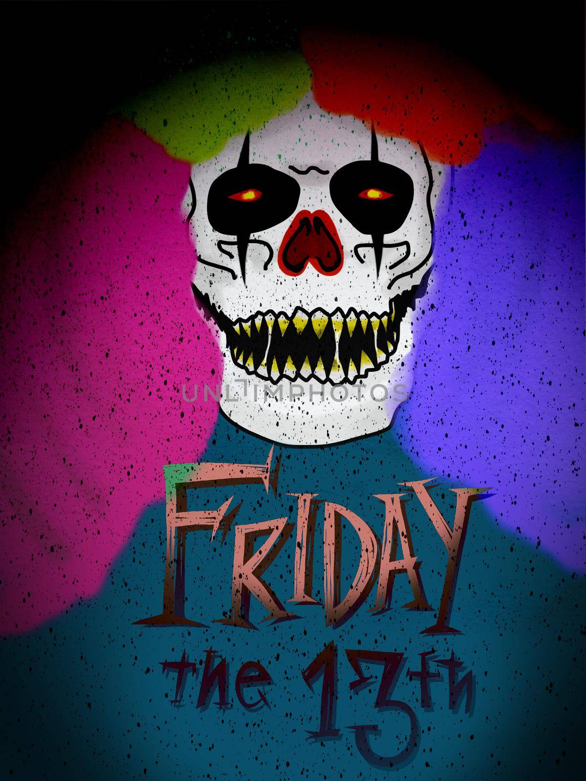 Monster clown Friday 13th painting illustration by Yoopho