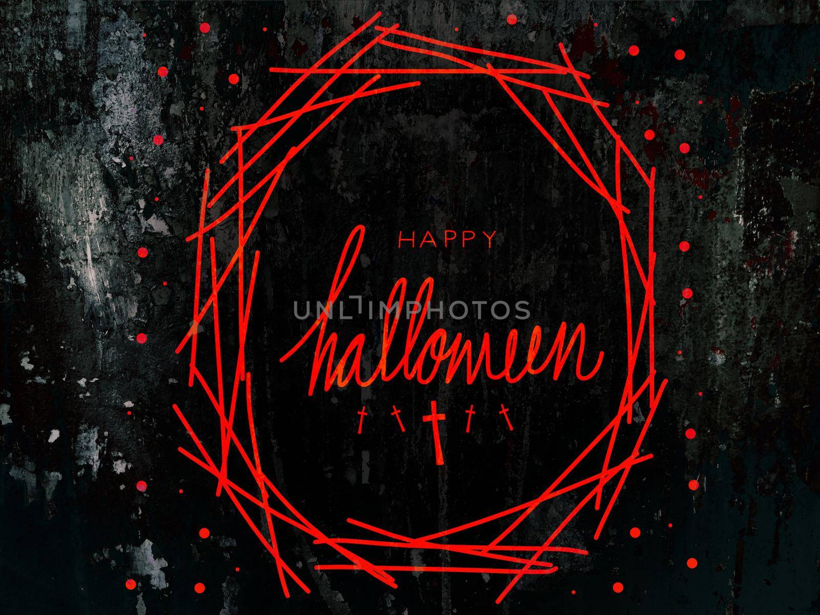 Happy Halloween word and bloody splash background illustration by Yoopho