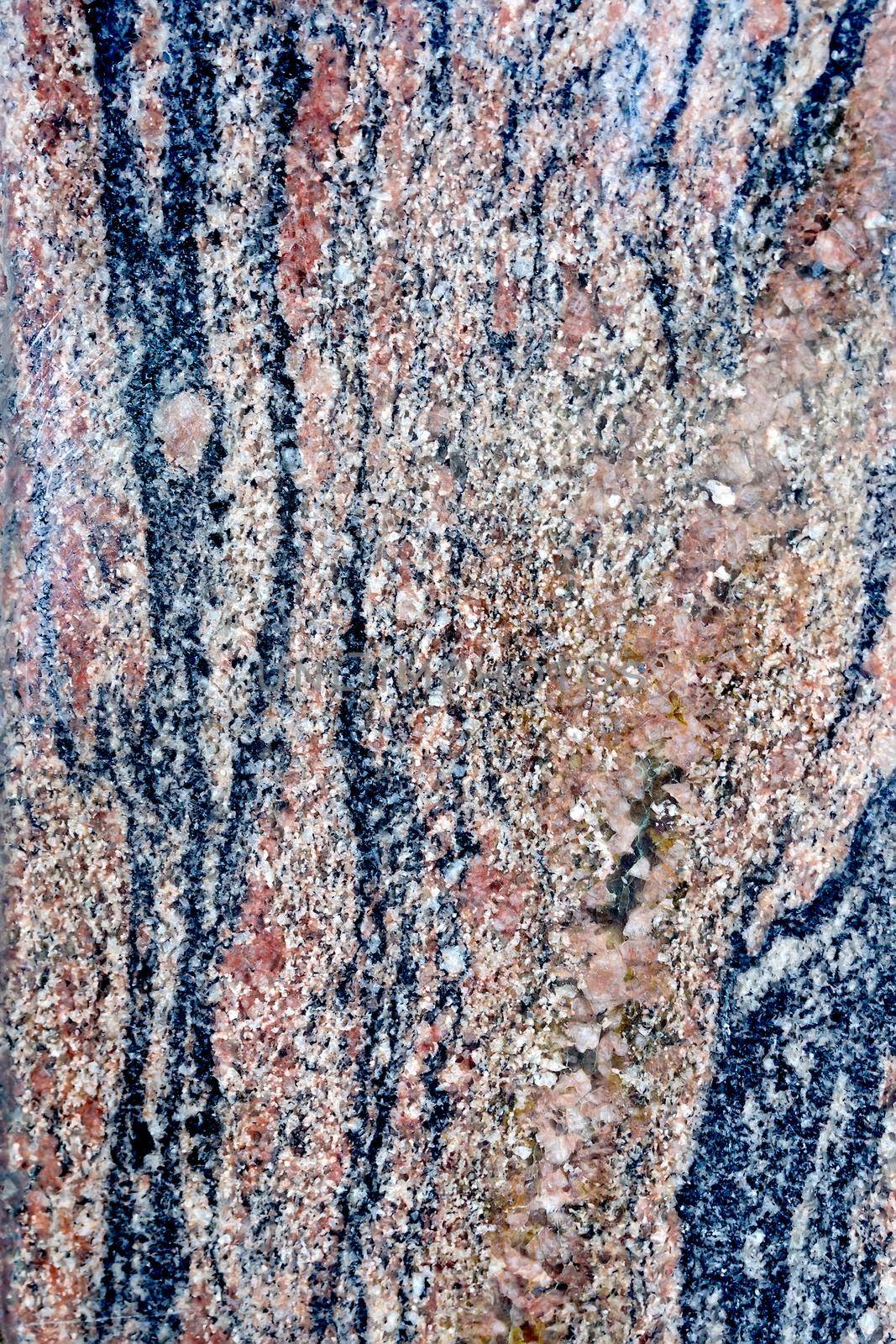Texture of treated black and brown granite