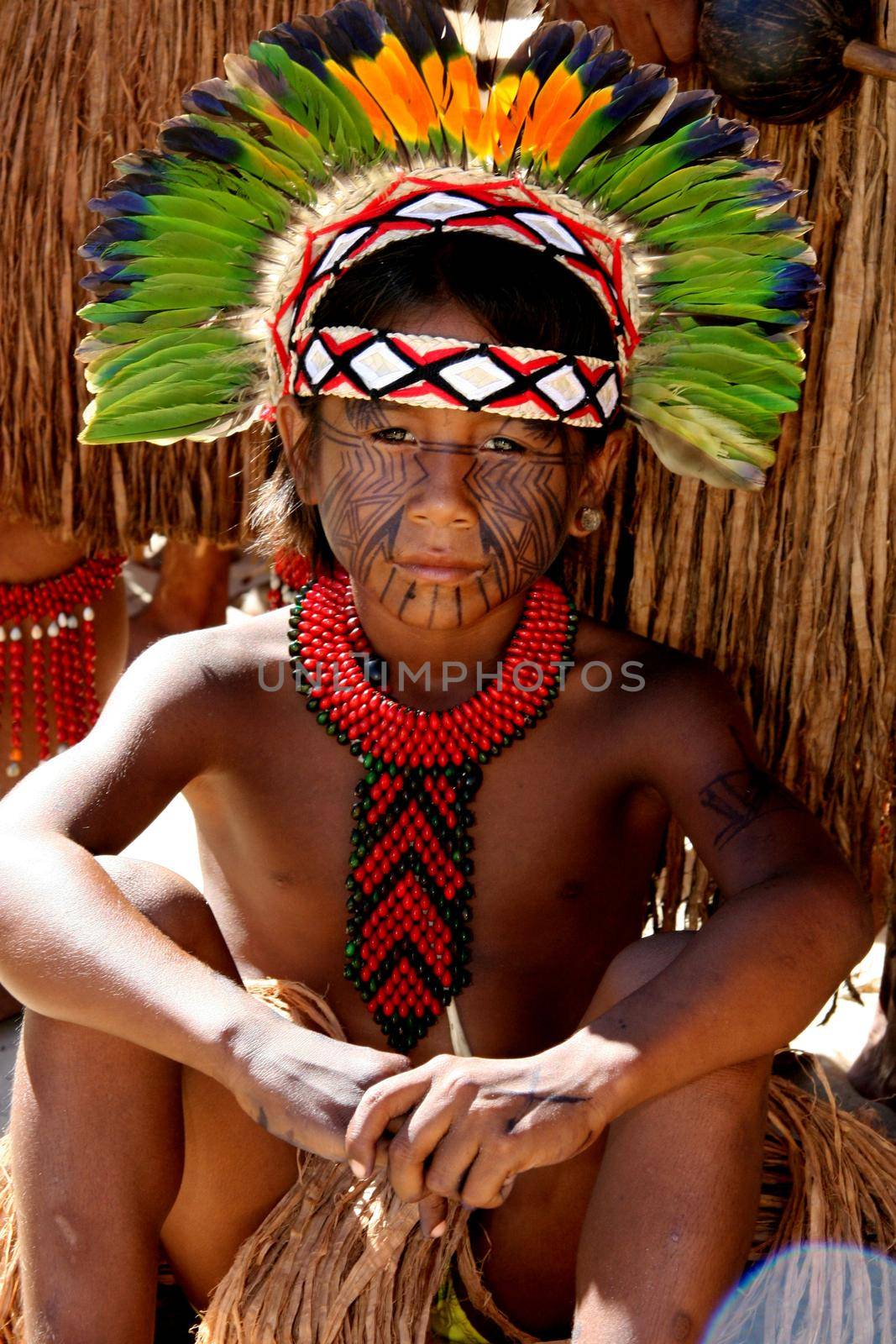 santa cruz cabralia, bahia / brazil - april 19, 2009: Pataxo Indians are seen during disputes at indigenous games in the Coroa Vermelha village in the city of Santa Cruz Cabralia.