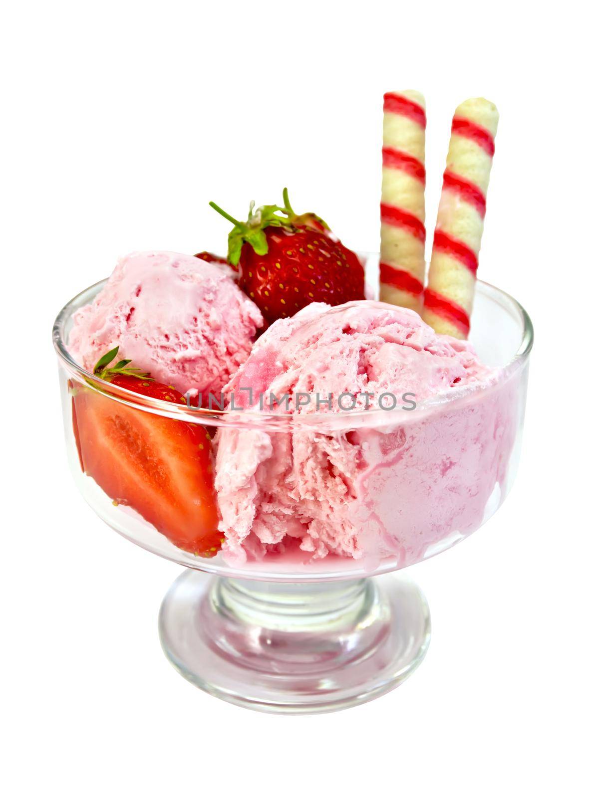 Ice cream strawberry with wafer rolls by rezkrr