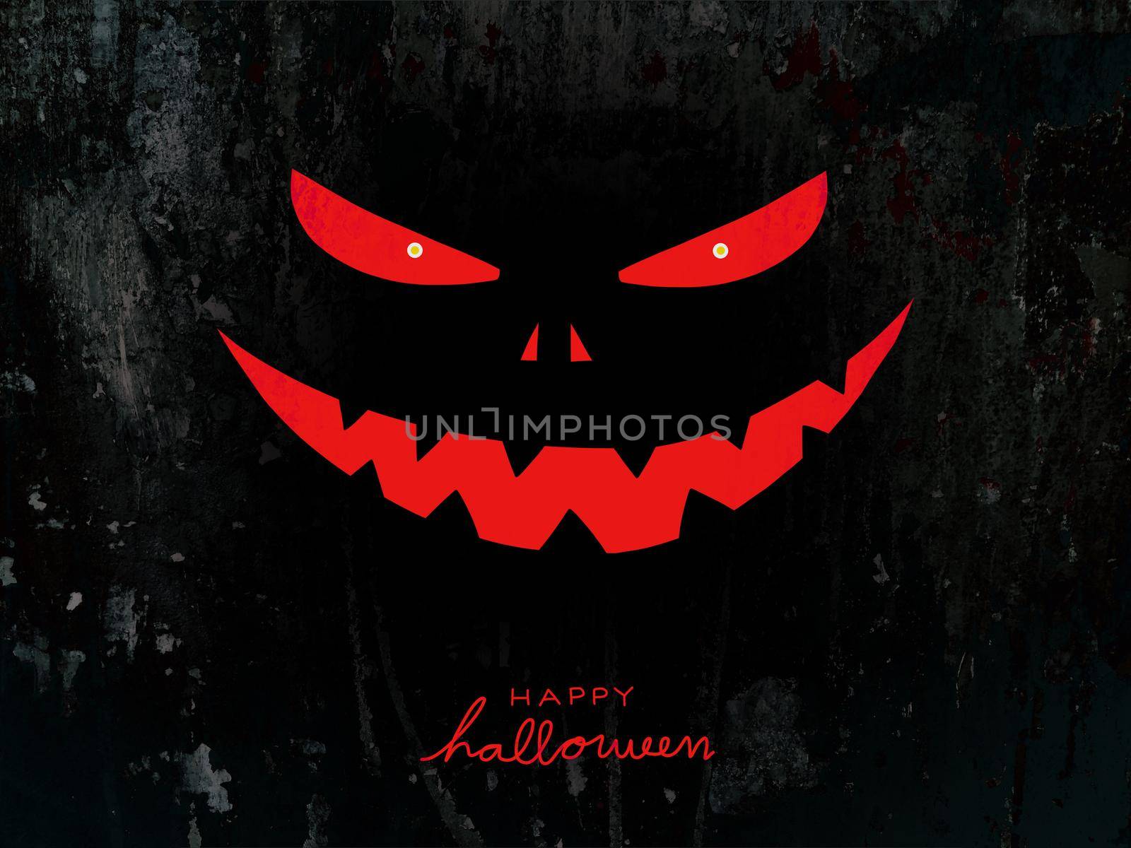 Halloween monster face in the dark illustration