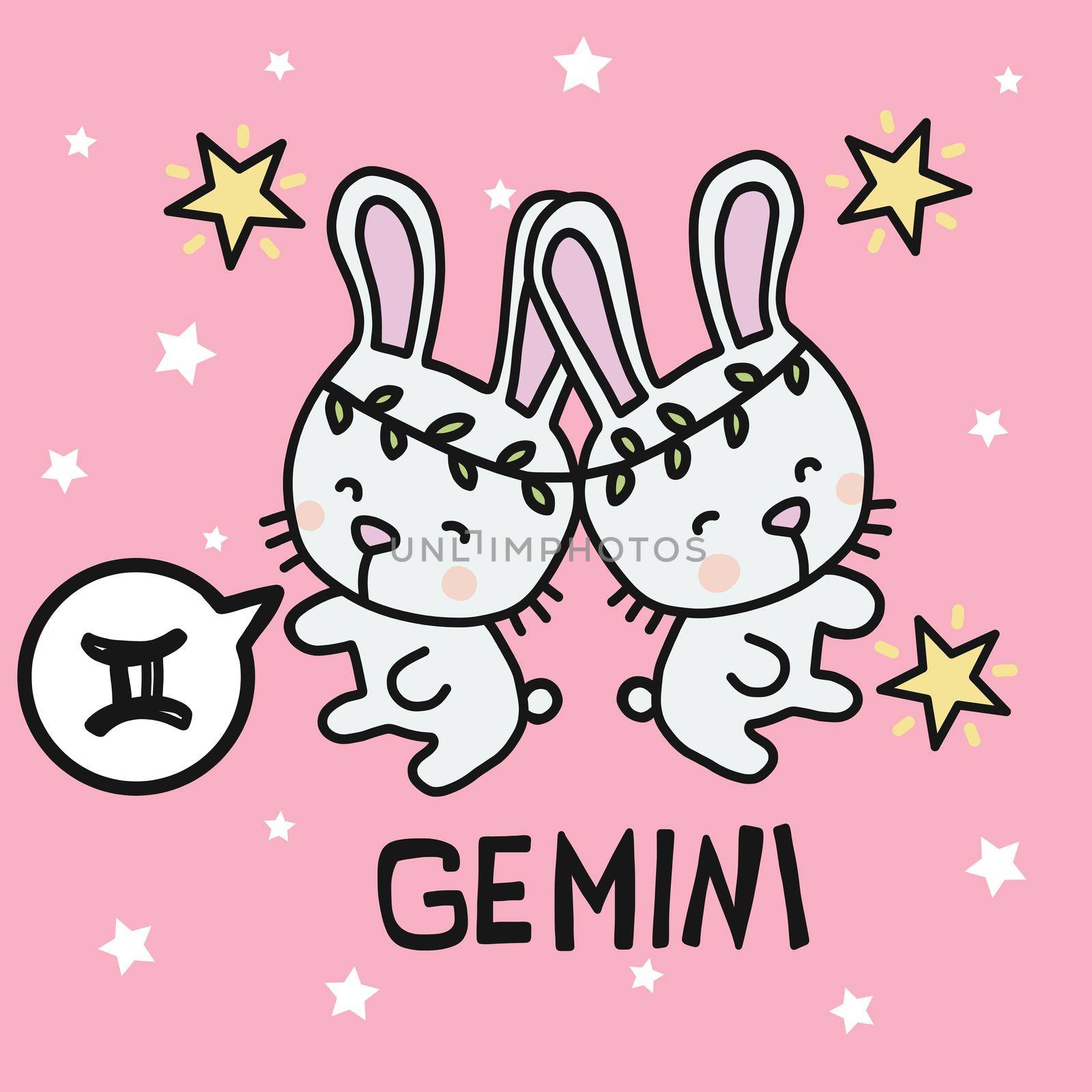 Gemini horoscope logo vector illustration by Yoopho