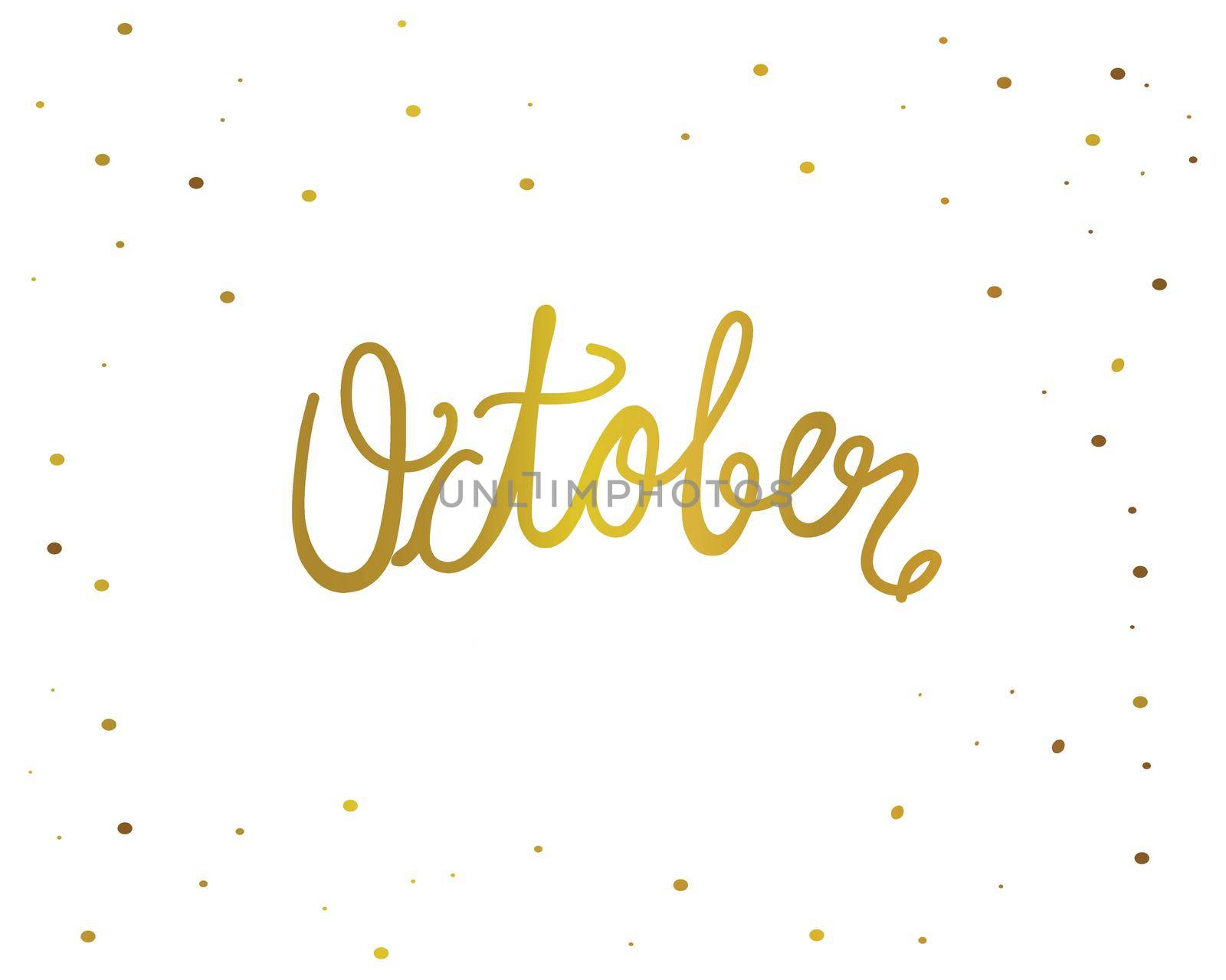 October handwriting lettering gold color vector illustration by Yoopho