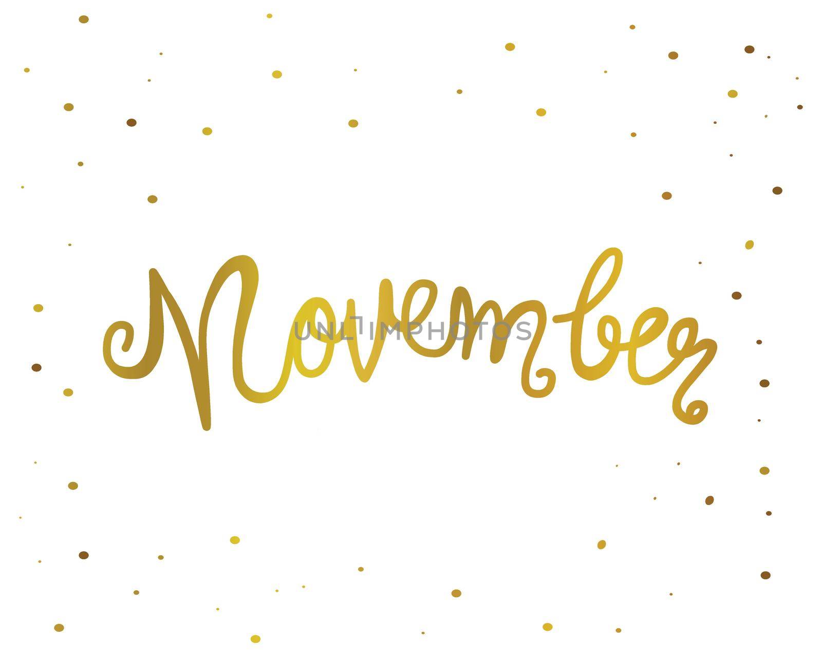 November handwriting lettering gold color vector illustration