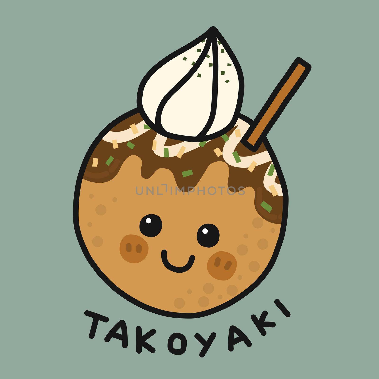 Takoyaki cartoon vector illustration by Yoopho