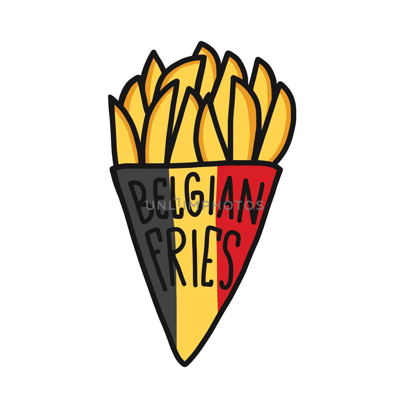 Belgian fries cartoon logo vector illustration