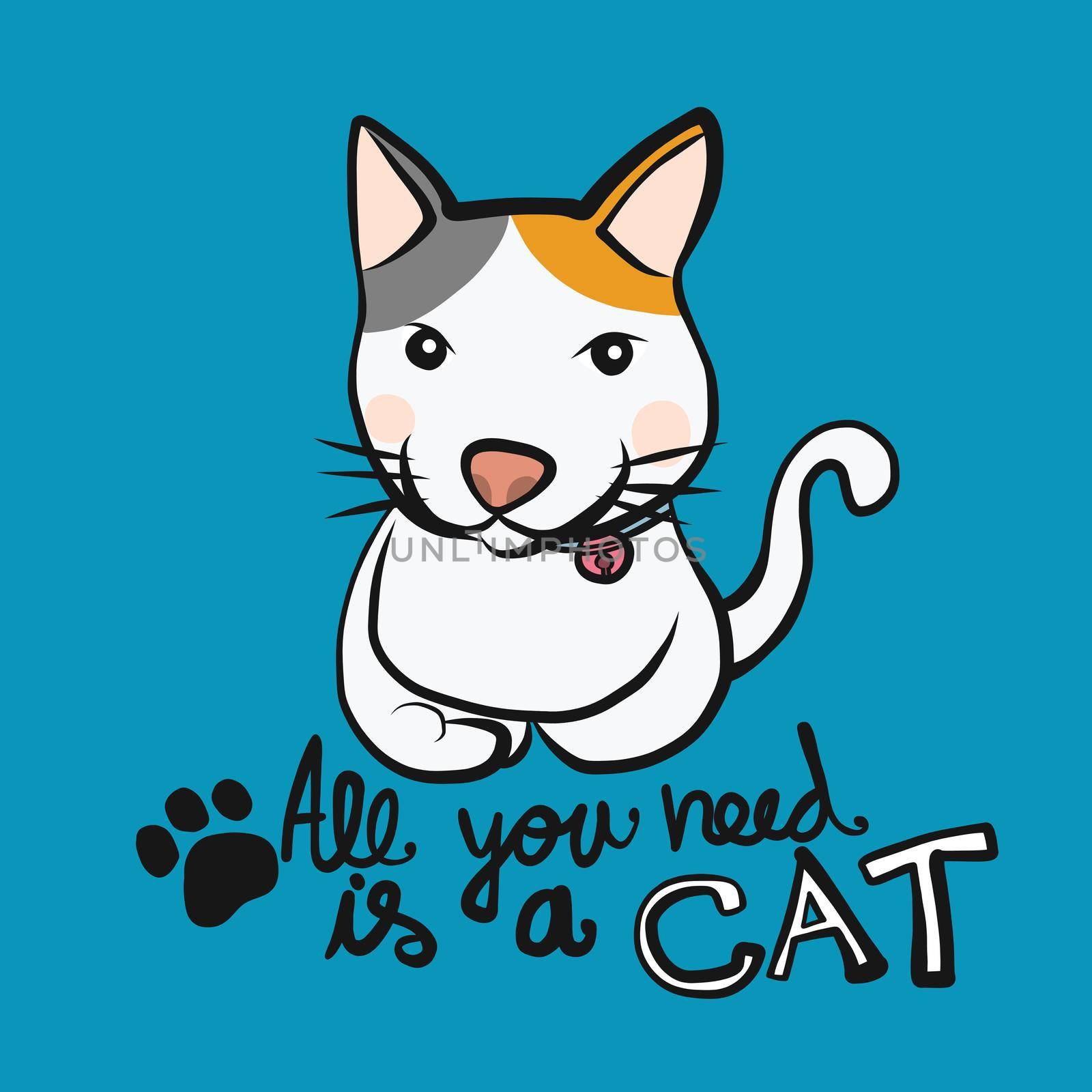 All you need is a cat cartoon vector illustration by Yoopho