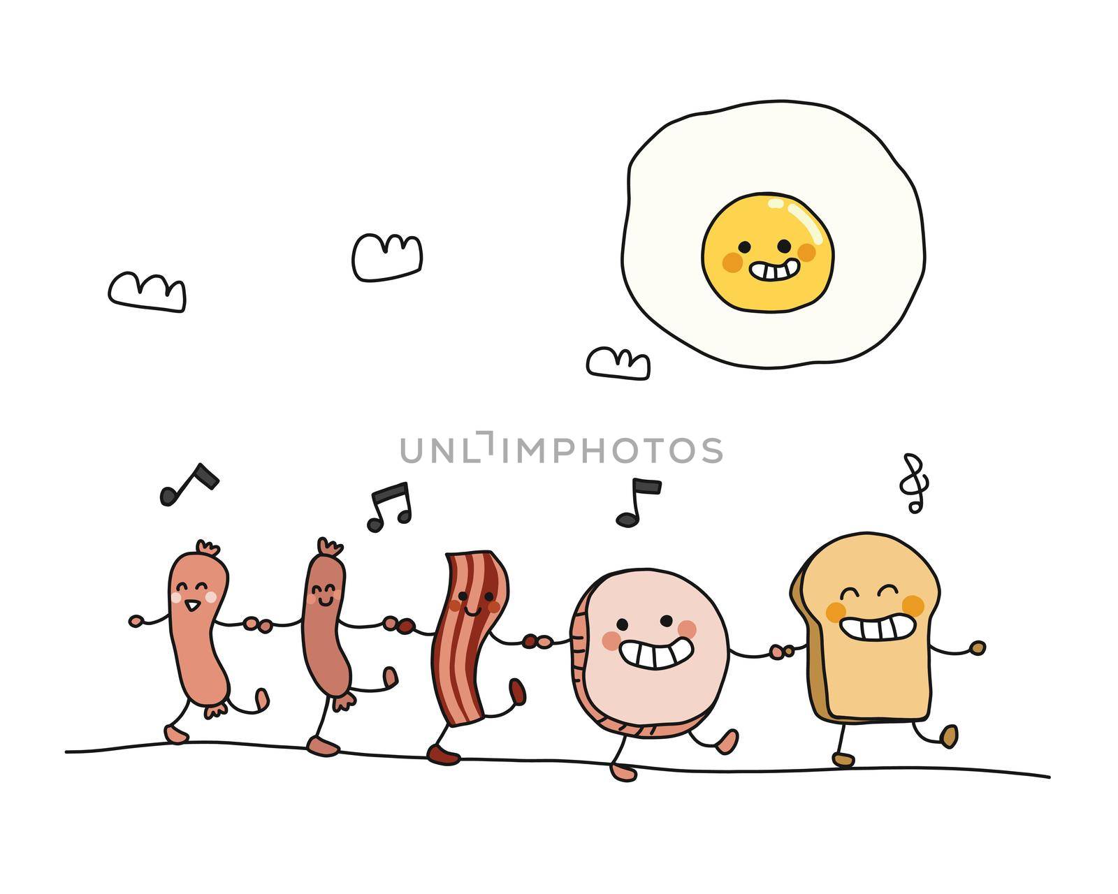 Breakfast friend cartoon doodle vector illustration by Yoopho