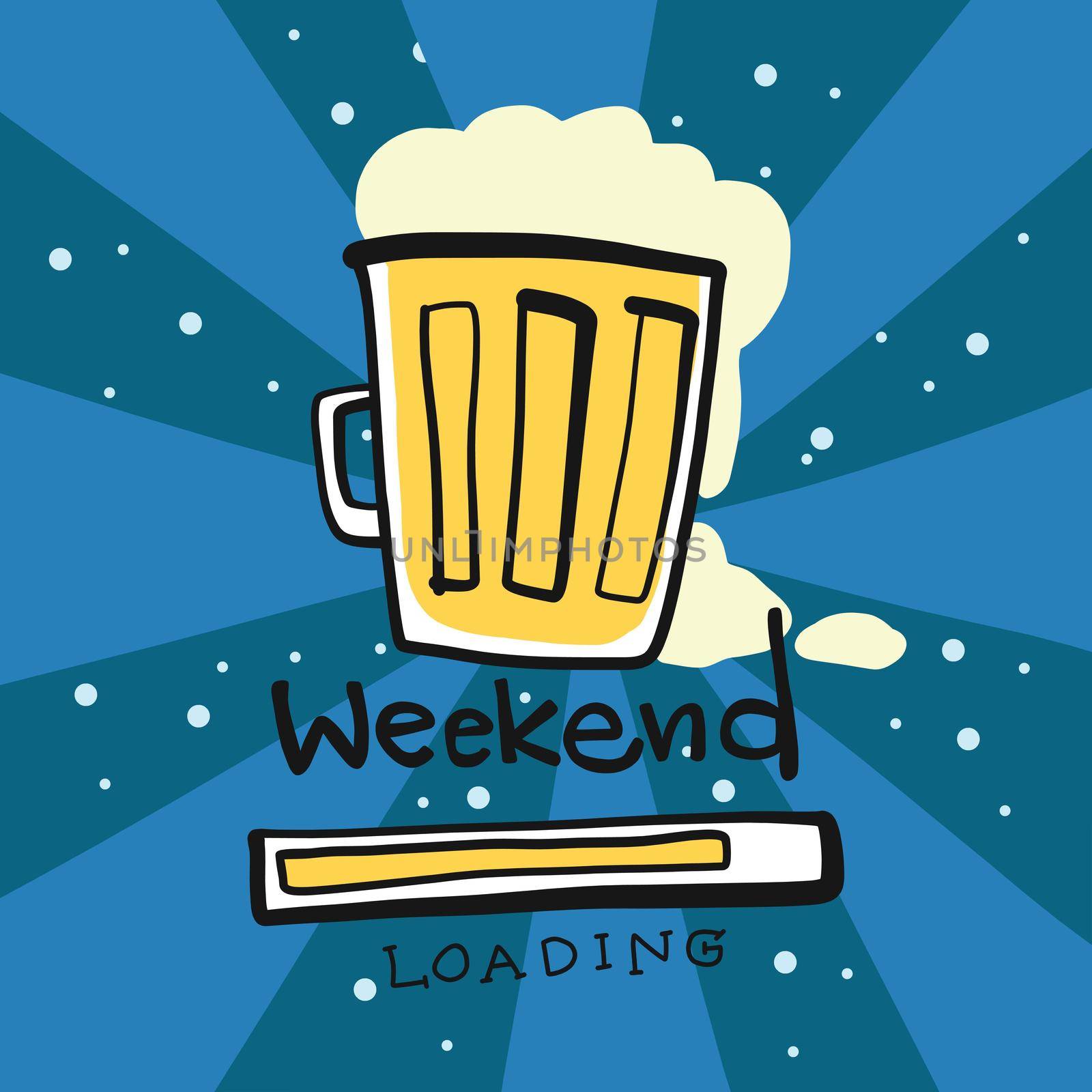 Beer mug weekend loading cartoon vector illustration