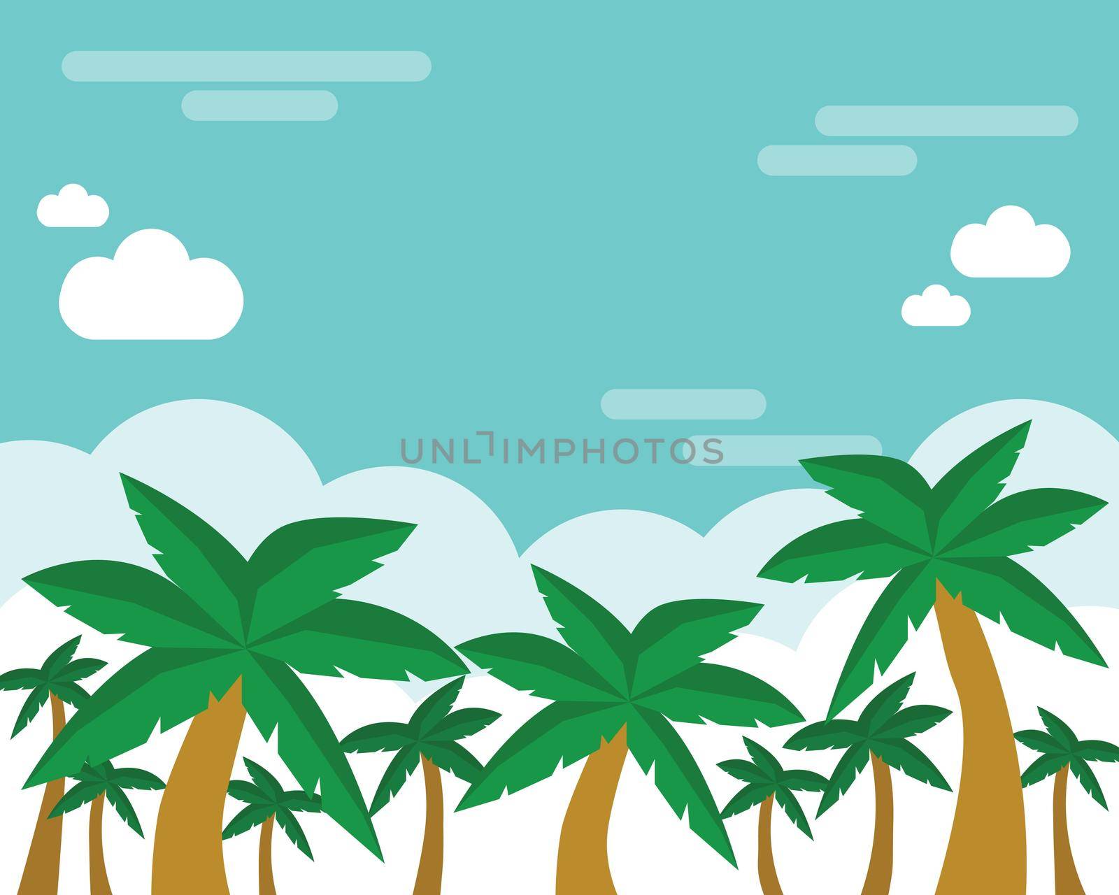 Palm tree summer vector illustration by Yoopho