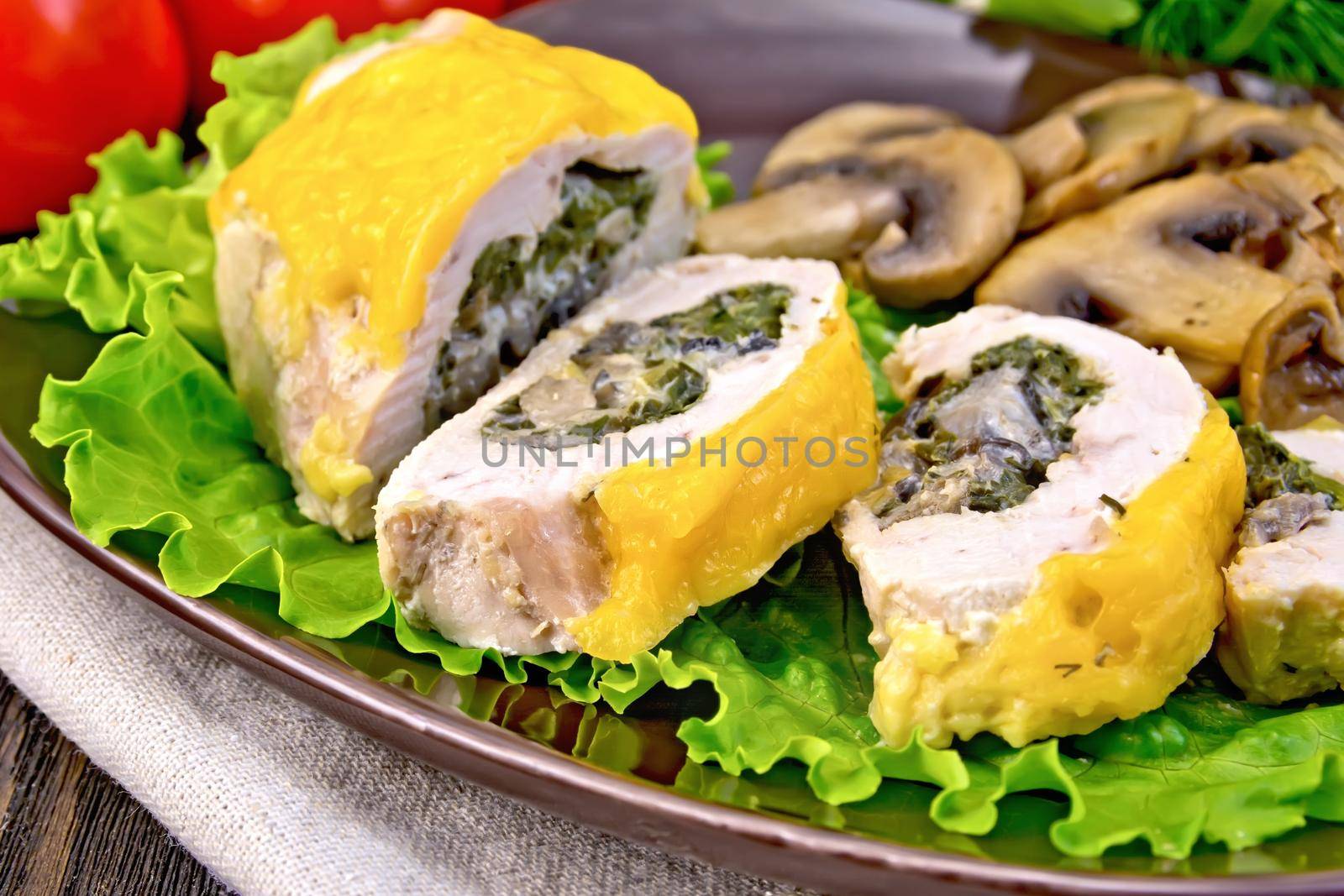 Roll chicken with champignons on board by rezkrr