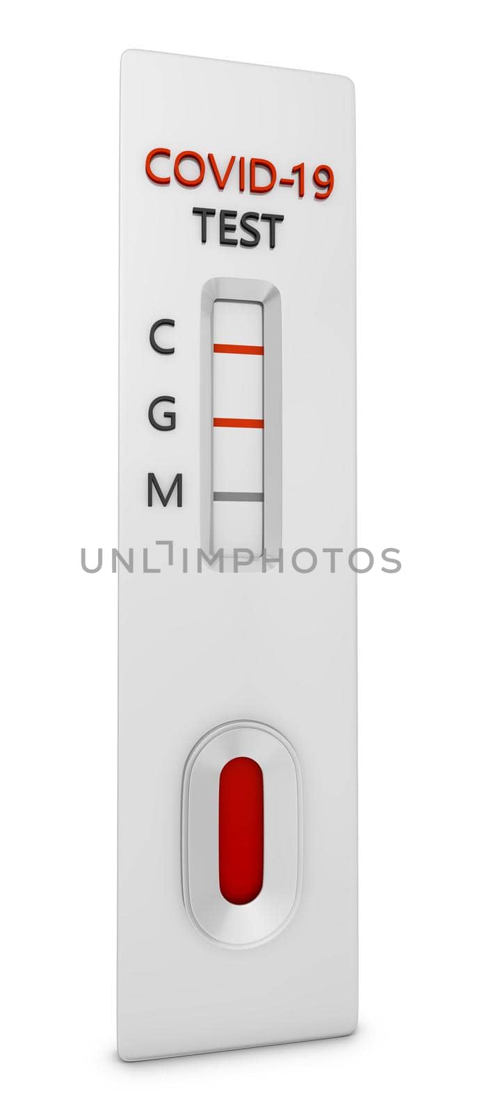 Rapid test for the detection of antibodies to the coronavirus on a white background. 3d render.