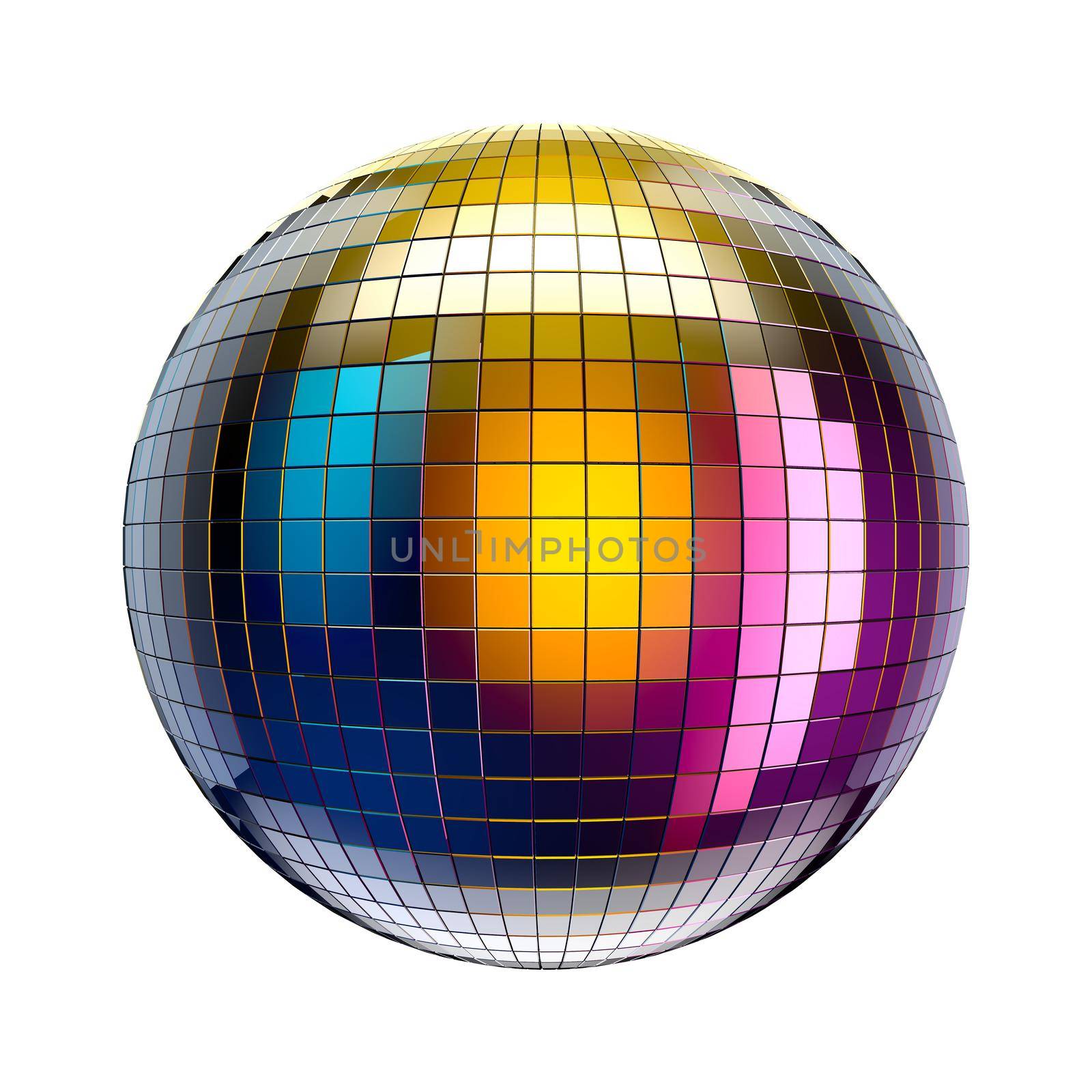 Mirror disco ball on the  white background. 3d render.